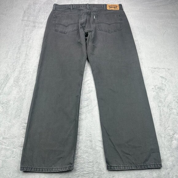 Levi's 505 Jeans Mens 36x28 Dark Gray Charcoal Straight Leg Regular Fit Denim - Picture 6 of 15